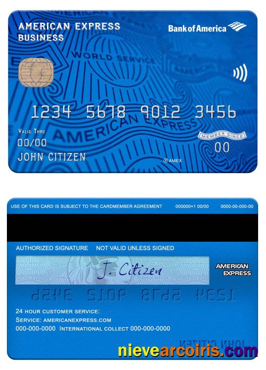 USA Bank of America bank american express Business card